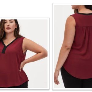 Torrid Brick Red Georgette Colorblock Tank